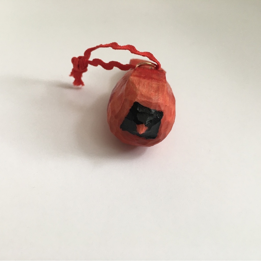 Hand Carved Small Wooden Cardinal Ornament - Picture 2 of 3
